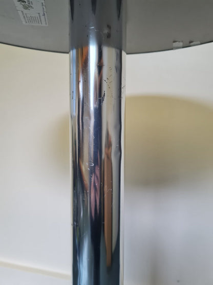 Zinc bar table.  Height (to top of table) 108cm.  Diameter of table: 60cm.