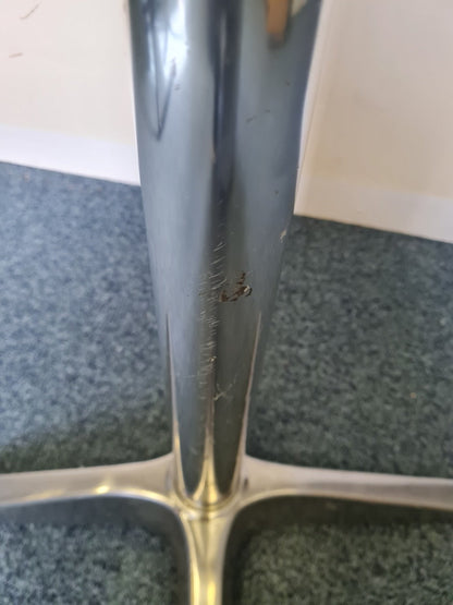 Zinc bar table.  Height (to top of table) 108cm.  Diameter of table: 60cm.